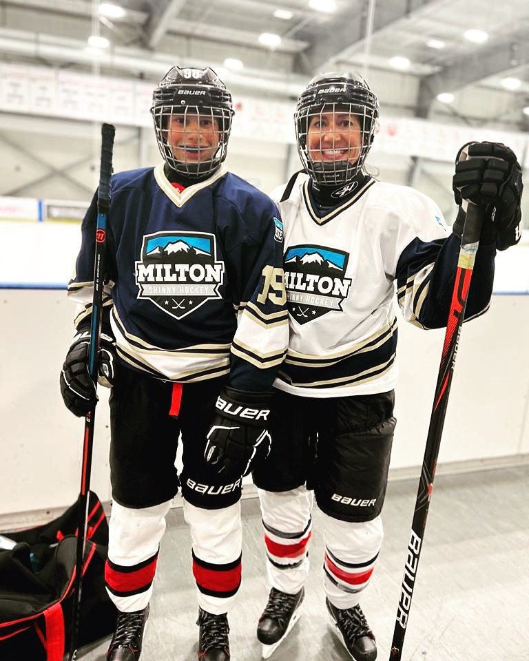 A mother and son in MSH jerseys