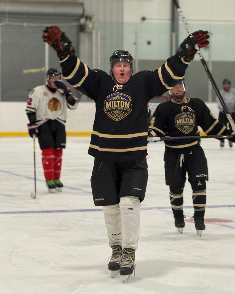 An MSH member celebrating a goal in the Blackout jersey